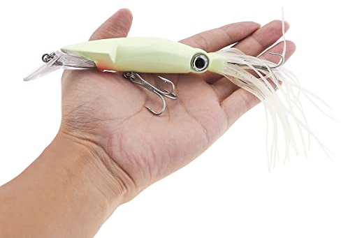 OriGlam Leuchtendes Angeln Octopus Tintenfisch Rock Köder, Kunststoffköder Glow Soft Fishing Bait Trolling Köder Soft Köder für Bass Lachs Forelle