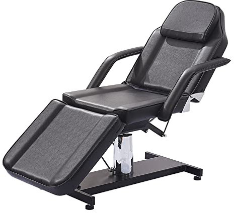 Panana Massage Table Salon SPA Beauty Bed Reclining Nail Tattoo Table Hydraulic Pump Swivel Massage Chair (Black)