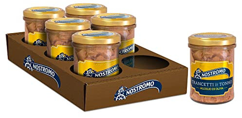 Nostromo - Trancetti di tonno all'olio di oliva, 6 vasetti da 180gr. Qualità superiore, lavorati a mano, fonte di Omega 3