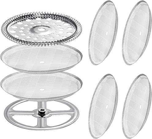 Sabary 8 Pcs French Press Filter Replacement Parts 6 Pcs Stainless Steel Mesh French Press Screen with Spiral Disk and Cross Disk for 1000 ml, 34 oz, 3.75 Inch Wide Coffee Makers and Tea Machines