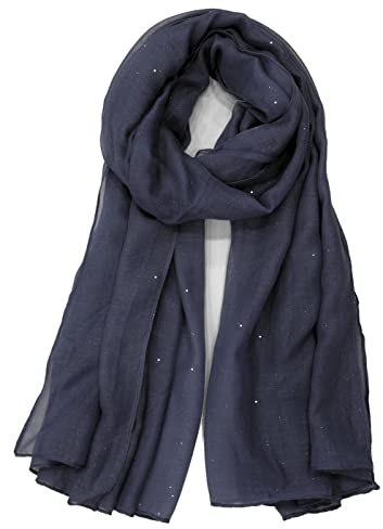 Van Der Rich ® - Pailletten Schal Weiches Halstuch - Damen (12-Marine, One Size)