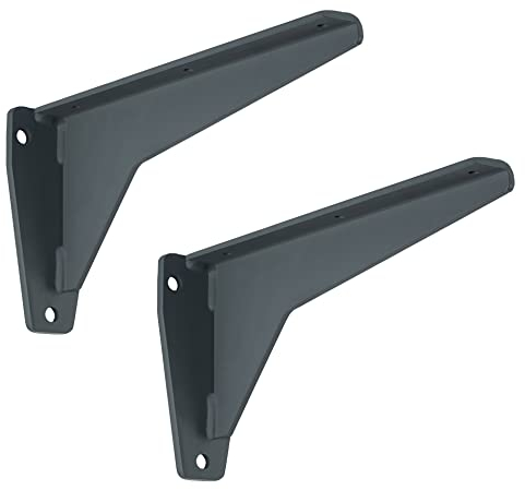 Gedotec Schwerlast-Konsole | 2 Stk - Regal Winkelträger | MIRA Strong | Länge 380 mm | Tragkraft 500 kg per Paar | Regalhalterung Stahl massiv grau | Regal Halterung Wand - Regalträger für Wandmontage