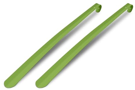 Stabile Metall Schuhlöffel Grün im 2er Pack (79cm) - Hochwertige Schuhanziehhilfe - Schuhanzieher für Kinder, Herren, Damen, Senioren