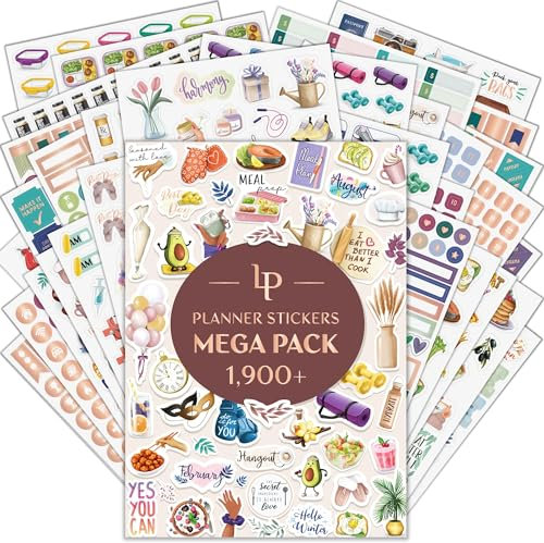 Legend Mega Sticker Pack - 1900+ Kleine Aufkleber für Planer, Journal & Kalender - Ästhetisch, Inspirierend, Saisonal, Datum, Monate, Feiertage, Wellness & Budget Aufkleber - Planer Zubehör