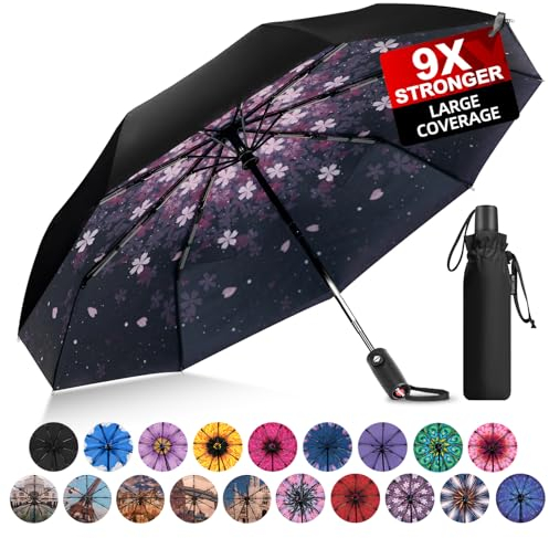 Trenovo Reiseschirm für Regen.2023 Pro-Serie Kompaktschirm, kleiner Regenschirm für Rucksack, tragbar, leicht, winddicht, Heavy Duty, automatischer Klappschirm
