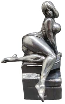 KERAXL Schwarze Messingfiguren, sexy pralle sitzende Position, nackte Frau, Schreibtisch-Ornamente, Kupfer, weibliche Kunst, Miniatur für Zuhause, Auto, Bar, Dekoration