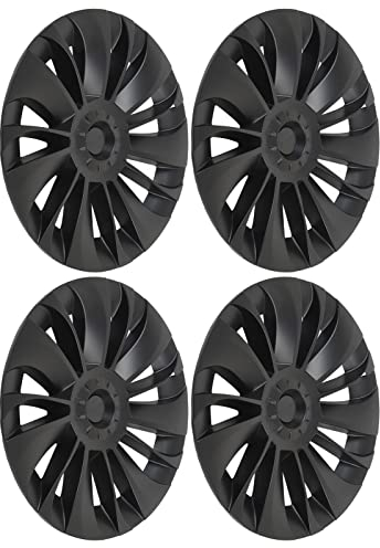 4 Stück Model Y Radabdeckung, 19 Zoll Radkappe, Mattschwarze, Stilvolle Abdeckung, Ersatz Radkappen, Außenzubehör, Leistungssteigerung für Modell Y 2020 Bis 2023
