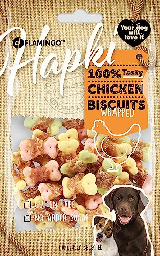 Flamingo Leckerli Hund – Keks mit Huhn – 85g – knuspriger Hundesnack – ohne Zuckerzusatz – glutenfrei – Snack Hapki