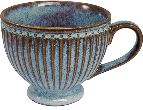 GreenGate Tee Tasse Alice Oyster Blue Blau Keramik Teetasse Henkel 400 ml
