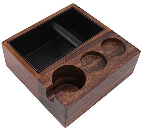 Tamperstation und Knock Box 58mm Holz Tamping Station Espresso Distributor Kaffeefilter Tamper Abklopfbehälter Abklopfer Walnussholz Kaffee Andrückstation für Siebträger