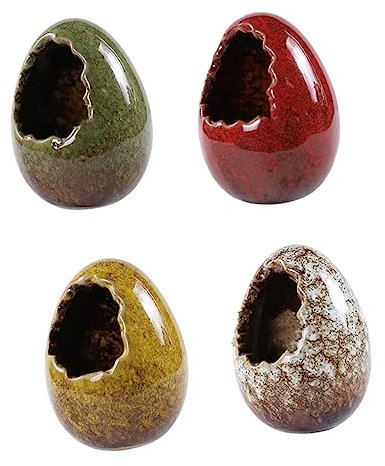 BESTonZON Trockeneisbecher Keramik Ei Form 4 Stück Sushi Sashimi Dekoration Vielseitig für Japanisches Restaurant Hotel Zuhause Catering Leicht zu Reinigen