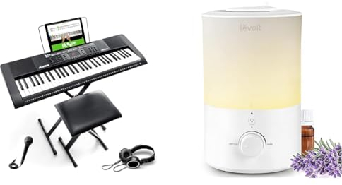 Alesis Melody 61 - Keyboard E-Piano für Anfänger mit Lautsprechern & LEVOIT Top-Fill Luftbefeuchter 3L mit Nachtlicht
