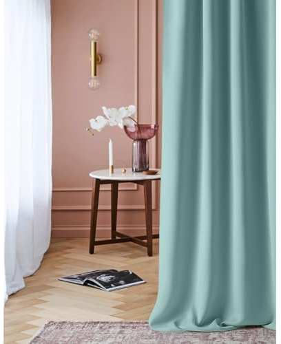 ROOM99 Vorhang mit Ösen Laurel 140 x 250 cm Breite x Höhe Verdunkelung Blickdicht Schiebegardinen Curtain Wohnzimmer Schlafzimmer Mint, 1 Stück