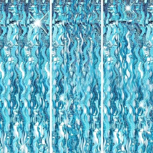 Mienocol Lametta-Folien-Fransenvorhänge, Luftschlangen, Hintergrund (hellblau)