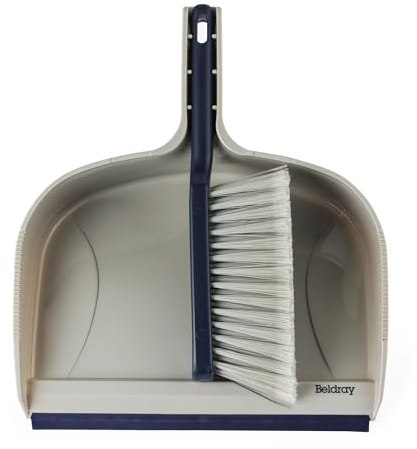 Beldray LA034054FEU7 Deep Clean Dustpan & Brush – Large Plastic 2.5L Dustpan with Rubber Lip, Dual-Action Lightweight Sweeping Brush, Soft Bristles to Collect Fine Dust, Firm Bristles to Remove Dirt