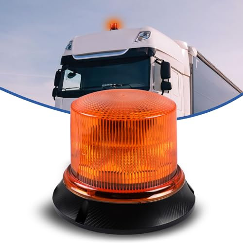 Qiping Rundumleuchte 8 Blitzmuster 12/24V Gelb Warnleuchte LED mit schrauben für Auto LKW Traktor Golfwagen