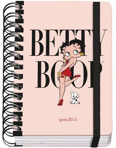 Dohe - Schülerkalender 2024/2025, 1 Tag pro Seite, A6 (12 x 17 cm), Ringverschluss und Gummi, Spanisch und Englisch, 4 Aufkleberseiten, September bis Juni, Schulmaterial - Betty Boop