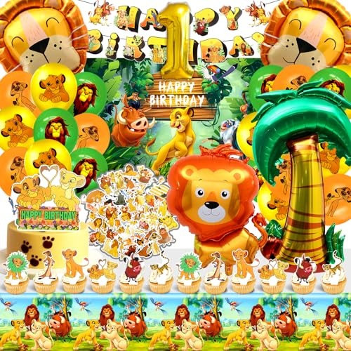 Leone Compleanno Addobbi 1 Anno - Palloncini, Tovaglia, Bandiera e Decorazioni per Feste di Bambini e Tema