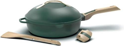 COOKUT - La Fabuleuse poêle 8 en 1 - PETIT MODELE 24 cm – Un seul ustensile qui remplace poêle, casserole, sauteuse, cocotte - 2 poignées amovibles, panier vapeur/friture, spatule en bois - CANOPEE