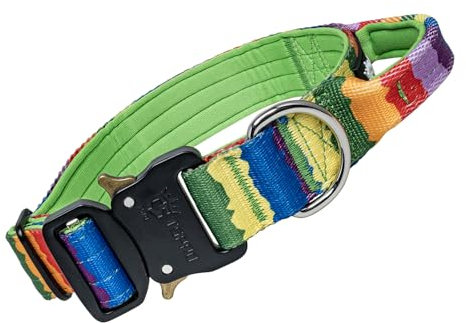 TSPRO Premium Collares para Perros, Ajustable de Collar Táctico Perro con Manija y Broche Metálica de Liberación Rápida Resistente para Perros Medianos a Grandes (Multicolor M)