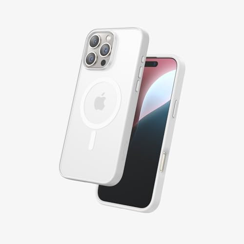 FLOLAB Surtect Tri-Fusion Magnetische Schutzhülle für iPhone 16 Pro, schlankes Design, Magsafe-kompatibel, Militärqualität, Weiß, transparent, matt, durchscheinend