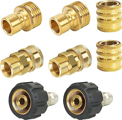 YSD Pressure Washer Quick Connect Kit, Quick Disconnect Kit with M22 Metric Male Thread Quick Connector, M22 Swivel to 3/8'' Quick Connect, 3/4 to Quick Release, 8 Pack