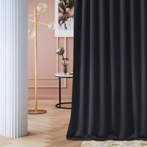 ROOM99 Vorhang mit Kräuselband Laurel 180 x 280 cm Schwarz, 1 Stück | Verdunkelung Blickdicht Schiebegardinen Curtain Wohnzimmer Schlafzimmer für Schienensystem