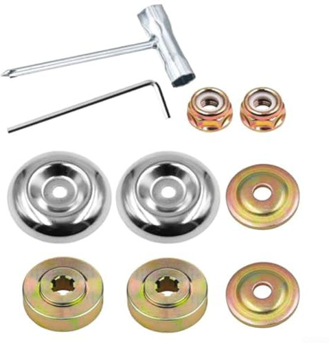 10 x Rasenmäher-Mutter-Set, Metall-Zubehör-Adapter-Set mit Schutzvorrichtungen, Platten, Muttern, Schraubenschlüssel für Trimmer, Freischneider