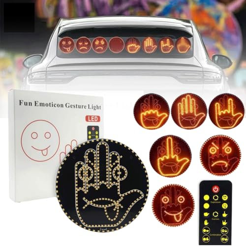Lumière de Geste Amusante Avec Télécommande - Panneau LED pour Voiture, Expression Faciale, Fenêtre - Lumière Vacillante pour Camion