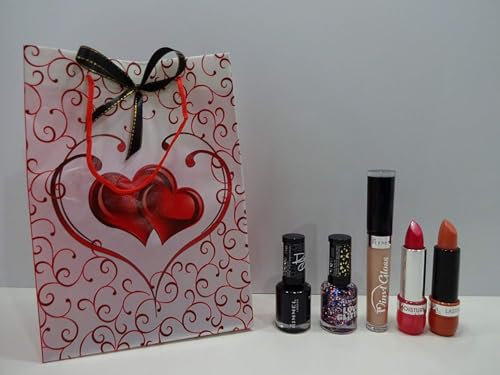 Rimmal London 5pc Beauty Bag, Lipstick, Lip Gloss & Nail Polish Set