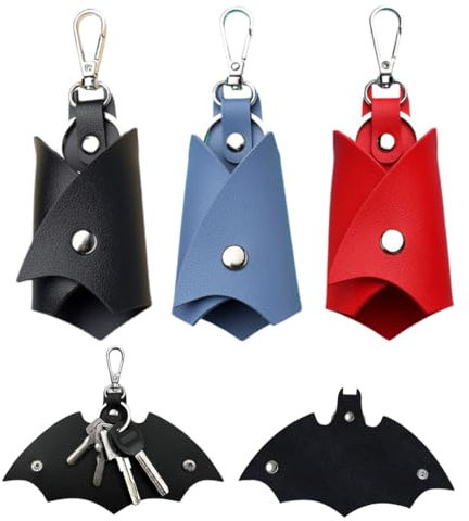 Lot de 3 porte-clés Batman, étui à clés en cuir PU, étui à clés en similicuir, porte-clés, étui à clés unisexe, porte-clés en cuir personnalisé, peut être gravé sur diverses clés de voiture ou de moto