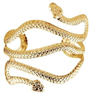 RmKbe Egitto Cleopatra Swirl Snake Braccio Polsino Regolabile Aperto Polsini Braccio Bracciale Oro Serpente Bracciale Bracciale Bracciale Vintage Gioielli per Halloween Cosplay Party