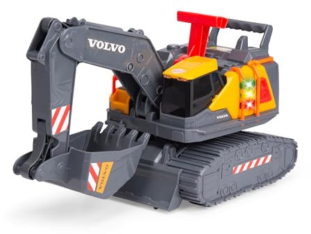 Dickie Toys - Volvo Excavadora Power Excavator (30 cm) - Excavadora de Juguete para niños a Partir de 3 años con Rueda Libre, Control de Palanca, luz y Sonido, Adecuado como Juguete de Arena, Incluye