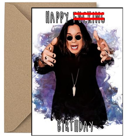 Ozzy Osbourne, Funny Rock Star Birthday Card | Hilarious Heavy Metal Greeting Card for Him or Her | Unique Birthday Card for Music Lovers, Friends, and Fans of Classic Rock