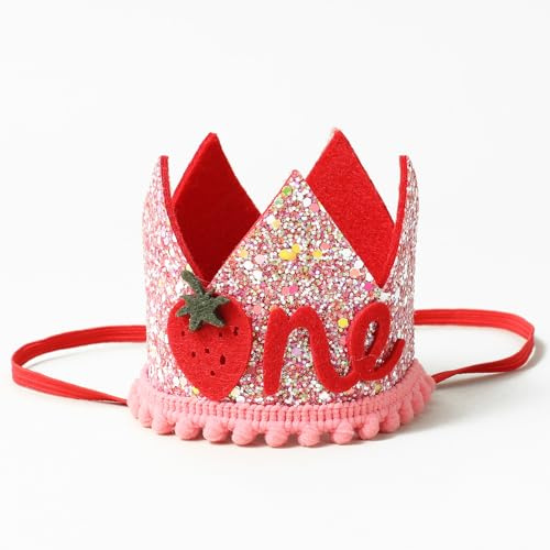 LLOUSSAK 1 Stück Geburtstagskrone Mädchen,Süße 1 Jahr Geburtstagskrone Kinder,Glänzend Einstellbare Geburtstag Krone,Geburtstagskrone-Kinder,First Birthday Hat für Geburtstag Party Supplies