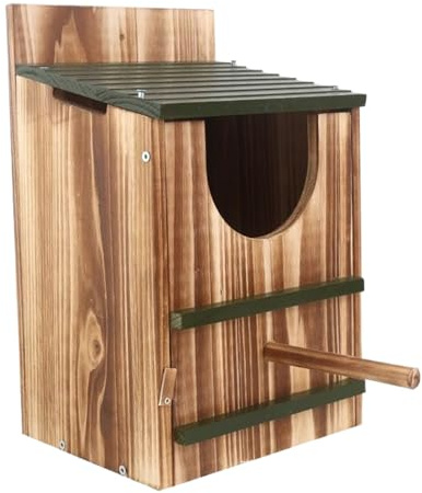 Nistkasten für Schleiereulen – Schutzdesign aus karbonisiertem Holz, langlebiger Nistplatz für Wildtiere, wetterfestes Vogelhaus | Geschützte Umgebung für den Garten im Freien, Fenster, Eichh