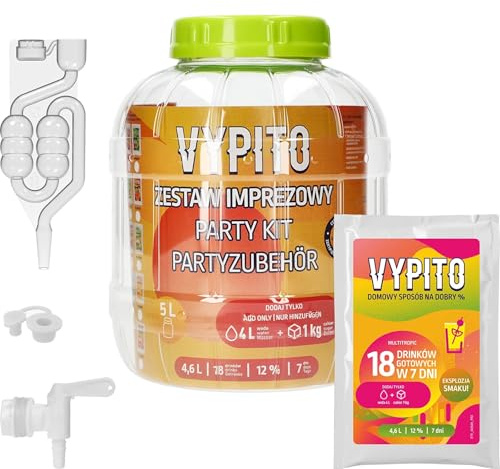 DIY Party-Getränke Set VYPITO – Komplettes Set mit 5L Gefäß, Zapfhahn & Fruchtmix – Hausgemachter alkoholischer Drink (bis zu 12%) in nur 7 Tagen (4,6 L Vypito Multitropic)