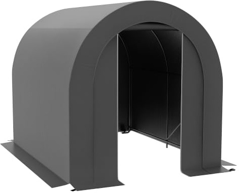Outsunny Abri de Jardin Abri de Vélo Cadre Métal 2,4x1,8x1,9m Gris Foncé | Tente de Rangement Extérieur, Abri de Vélo, Cadre en Métal Galvanisé