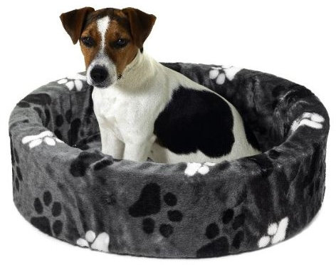 KARLIE Liegebett BASIC PFOTE grau für Hunde Ø 90cm