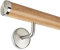 Handlauf Set Holz Eiche 45mm inkl. Edelstahlkappen und 2 Haltern (200 cm)