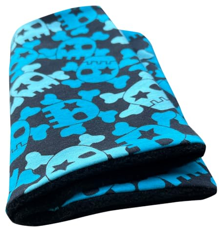 Wollhuhn Öko Mädchen/Jungen/Kinder Warmer Schlupfschal/Halstuch Innen Fleece Gefüttert Viele Motive Winter Übergangszeiten (aus Öko-Stoffen) 20220523 (Coole Skulls Schwarz/Blau)