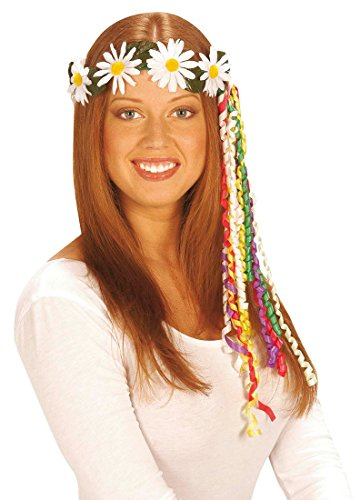 Hippie Haarkranz Margeriten Blumen Haarband Gänseblümchen Blumenhaarkranz Blütenkranz Fasching Flower Power Haarschmuck Damen Kopfschmuck Blumenschmuck 70er Jahre Mottoparty Accessoire Karneval Kostüm Zubehör