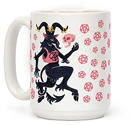 LookHUMAN Gothic-Kaffeetasse, perfektes Gothic-Geschenk, Gothic-Tasse – Dark Brews Goth Ziegen-Druck, Keramik, Gothic-Tasse für dunkle Gebliebene – Gothic Mornings Sip in Style, 425 ml