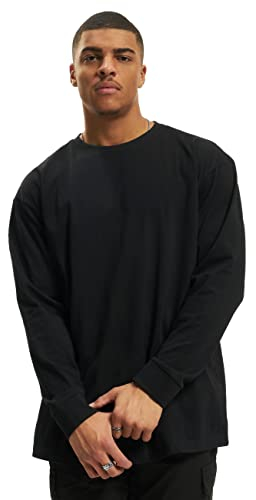 Urban Classics Men's Boxy Heavy Long-Sleeved Shirt Longsleeve T, Black (Black 00007), L