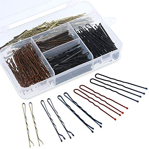Swpeet 360 Stück Haarnadeln, Enthalten 216 Wellenform Haarklammern und 144 U-förmige Haarnadeln,Metall Bobby Pins, Haarnadel-Set zum dickes dünnes Haar.