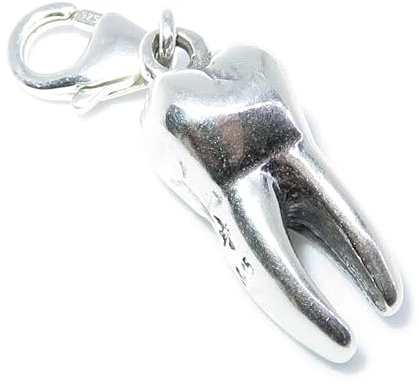Zahn Molar Sterling Silber Clip auf Charm .925 x 1 Zähne Charms