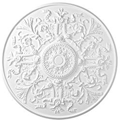 HEXIM Perfect Stuckrosette B3037, Ø 84cm - Deckenrosette weiß, aus PU/Polyurethane, Zierelement, Stuck, Wanddeko Wohnzimmer Lampe rund