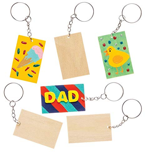Baker Ross AW598 Wooden Keyrings (Pack of 8)