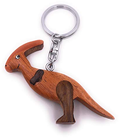 H-Customs Parasaurolophus Dino Dinosaurier Holz Edel Handmade Schlüsselanhänger Anhänger