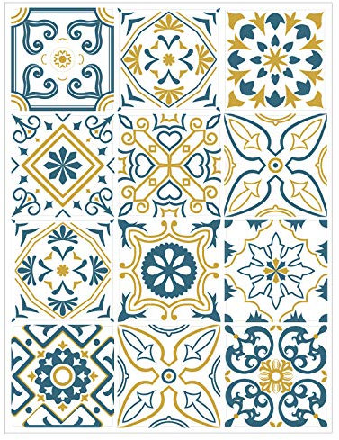 | Autocollants de Carreaux Adhésif | 12 Pièces - Stickers Autocollants Adhesifs Carrelage - Carreaux de Ciment - MOUSTNIGHT - Dimensions d'un Sticker : 15 x 15 cm - Meubles Cuisine Salle de Bains ...